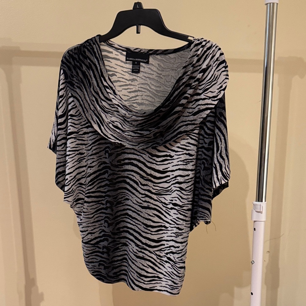 Zebra Print Cowl Neck Top Isabella Rodriguez F54